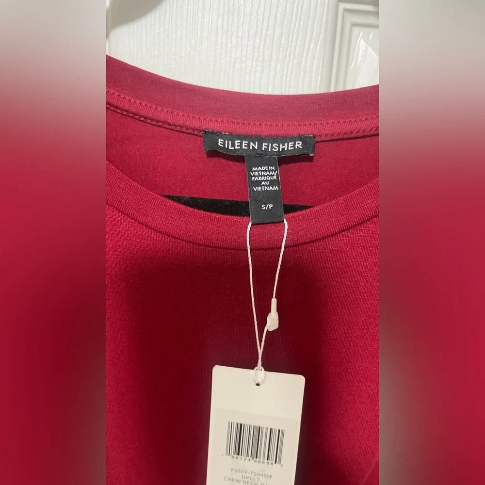 NWT $148 Eileen Fisher Deep Claret Tencel Lyocell Crew Neck Tunic Top Small - Picture 5 of 8